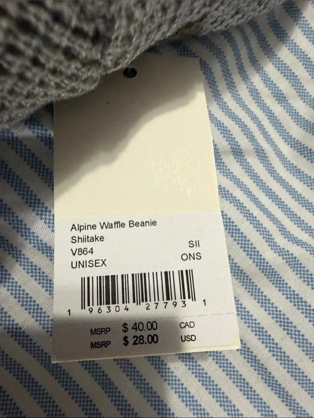 Vuori womens Gray Waffle Knit Beanie